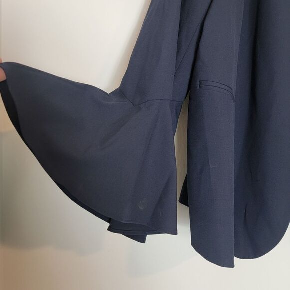 The Limited Navy Open Front  Essentials Wool Crepe Trumpet Sleeve Blazer 24W NWT - Picture 6 of 9